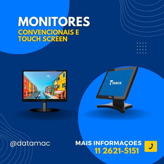 Imagem de Monitores Convencionais e Touch Screen para automação comercial.